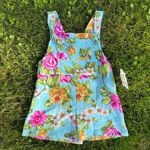 NEW TRUE VINTAGE 90's DEADSTOCK KIDS Floral Printed Fabric Overalls Shorts